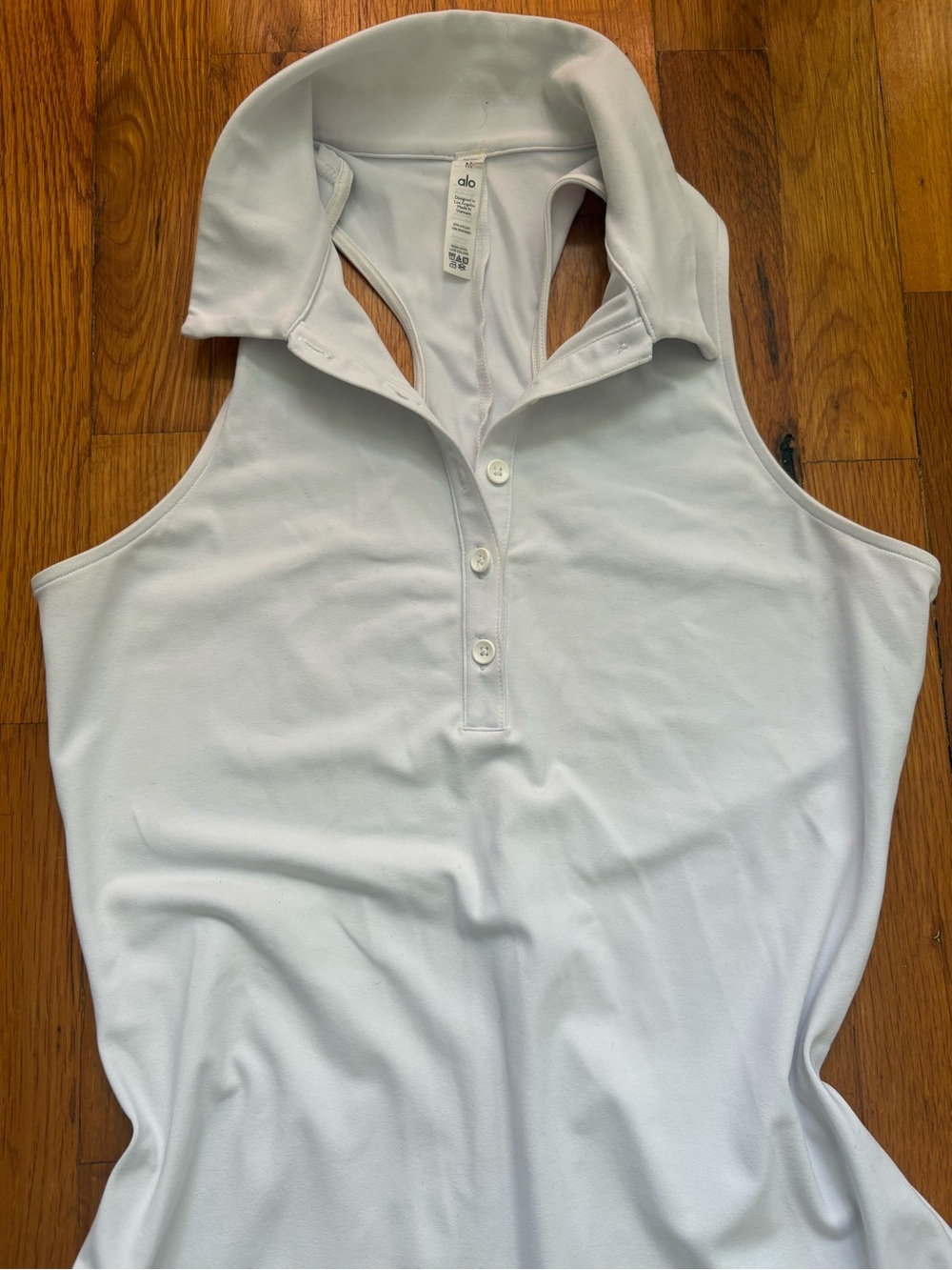 Alo Sleeveless Polo Tennis Dress in white - Picture 4 of 5